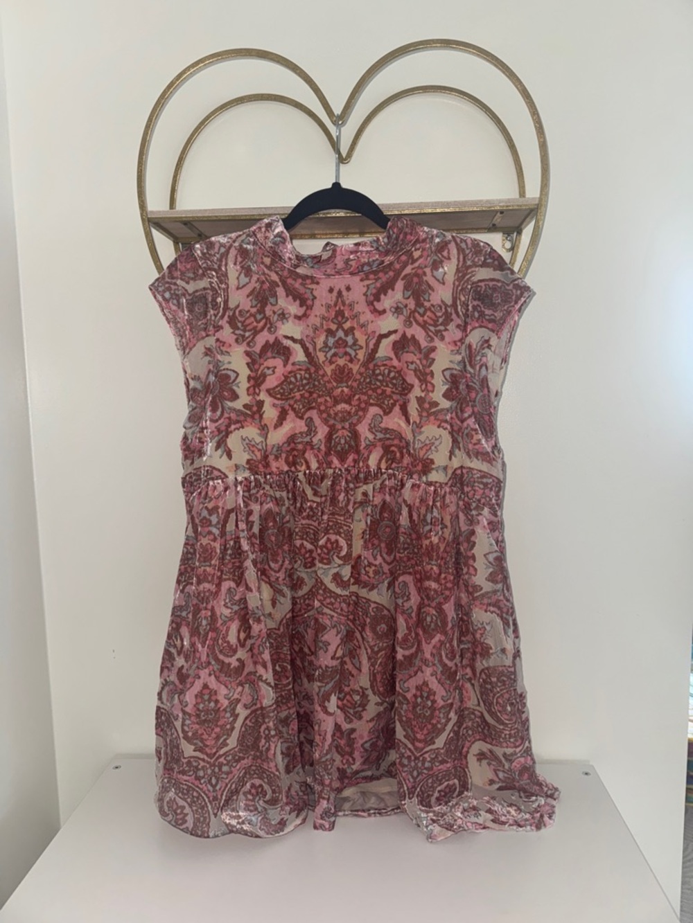 Free People Velvet Paisley Cap-Sleeve mini Dress